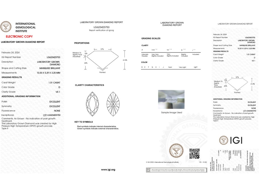 Øredobber - 14 karat Hvitt gull -  2.02ct. tw. Diamant (Lab-dyrket) #4.3
