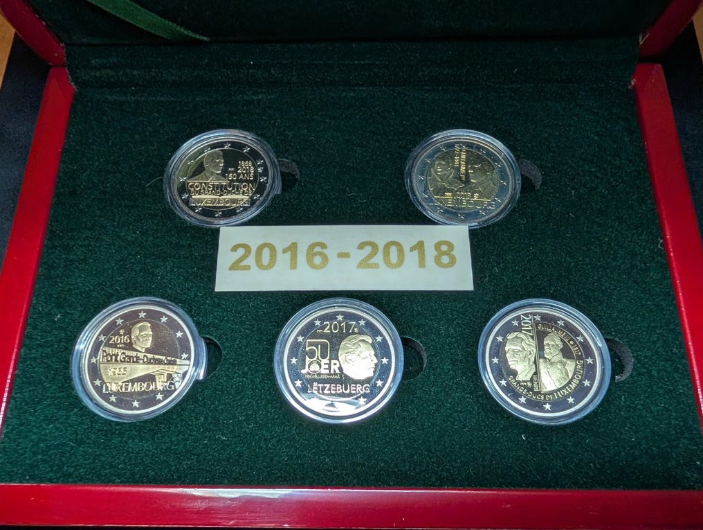 Lussemburgo. 2 Euro 2016/2018 (5 coins) Proof #1.0