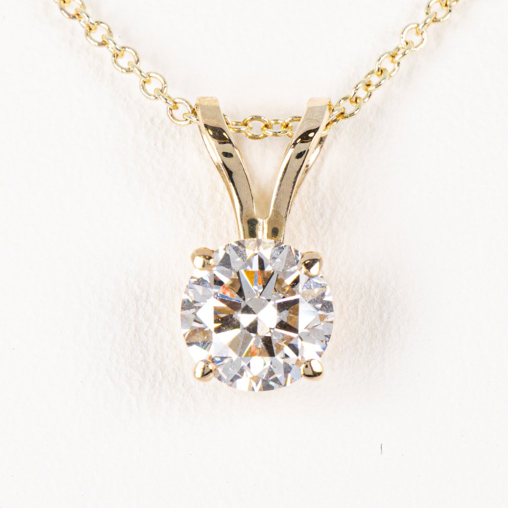 χωρίς τιμή ασφαλείας - Κολιέ με μενταγιόν - 14 καράτια Κίτρινο χρυσό -  0.80ct. tw. Διαμάντι (Φυσικού χρώματος) - ΙΓΙ #1.0