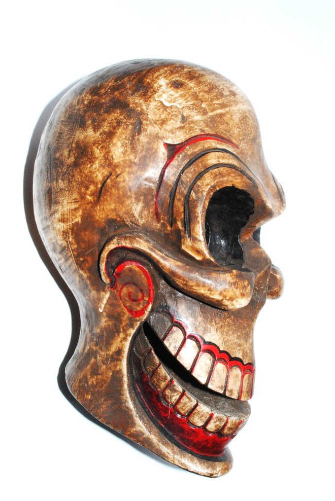 大骷髅头，雕刻并镶嵌，长31厘米 - 尼泊尔  (没有保留价) #3.2