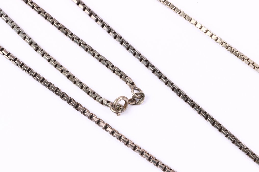 Nincs minimálár - Nyaklánc Ezüst - Hosszú lánc világos/sötét #4.3