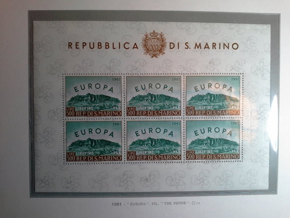 San Marino 1959/1970 - My album with case, MNH collection *** with the rare Europe sheet + Ordinary Mail, P.A. Exps #1.0