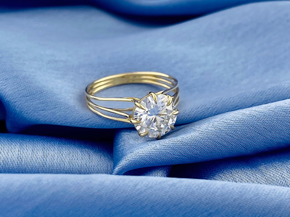 Bague - 14 carats Or jaune -  2.09ct. tw. Diamant (Cultivé en laboratoire) #1.0