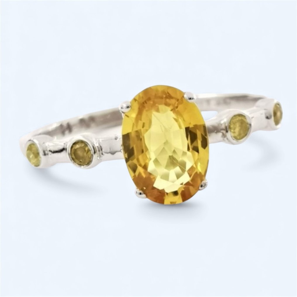 Ring - 14 kt Weißgold -  1.25ct. tw. Saphir - Diamant #1.0