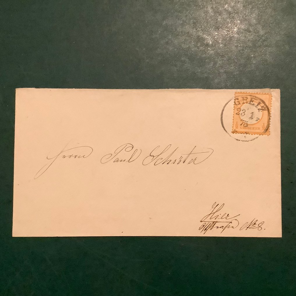 Γερμανική Αυτοκρατορία 1872 - 1/2 Groschen μεγάλος Brutschield σε επιστολή με φωτογραφική επιβεβαίωση Hennies. - Michel 18 #1.0