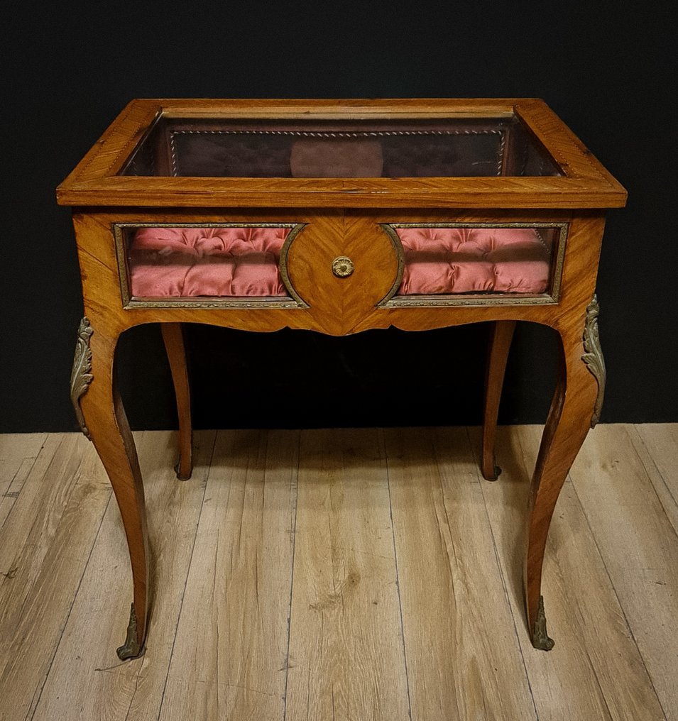 Side table - Wood, Glass, Bronze, Iron, Brass - Small table with a bulletin board #1.0