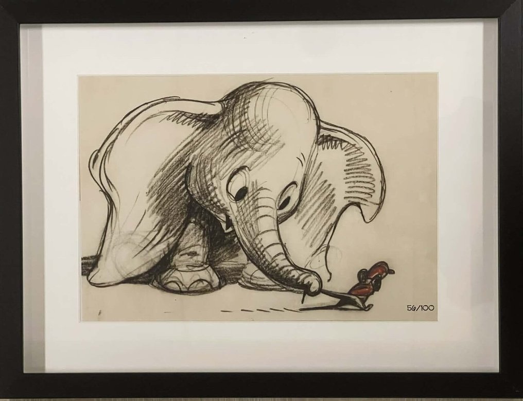 After original 1941 Dumbo storyboard - Tails of Friendship - framed and matted #1.0