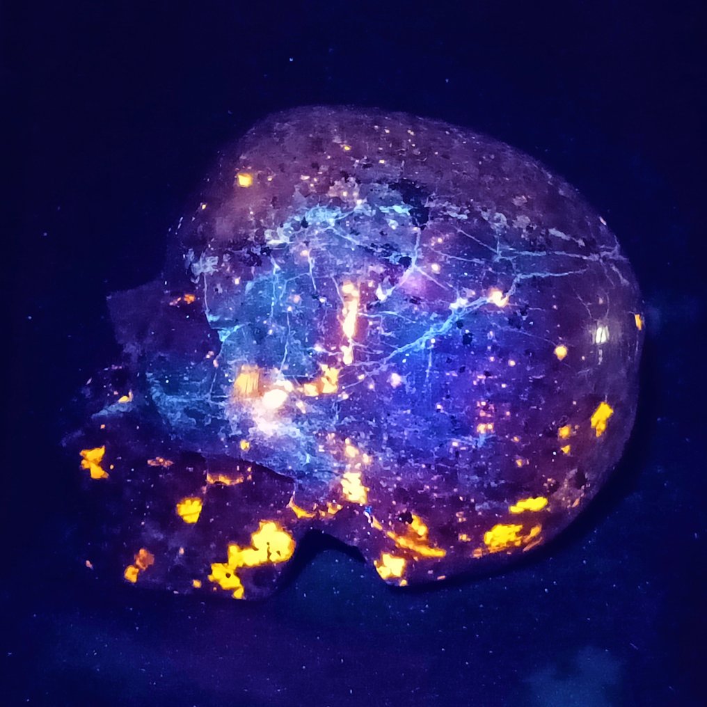 7" Huge Human Skull, Handcrafted in Yoperlita Crystal (a variety of Sodalite) - Series Yoperlita - Height: 170 mm - Width: 150 mm- 3745 g #1.0