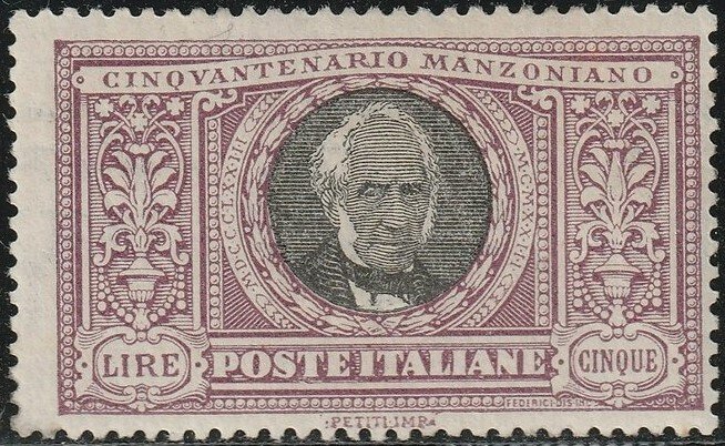 Olasz Királyság 1923 - Manzoni 5 l. viol. és nero Sass 156 teljes MNH** Cert.Ray + f. Ad raro és Spl #1.0
