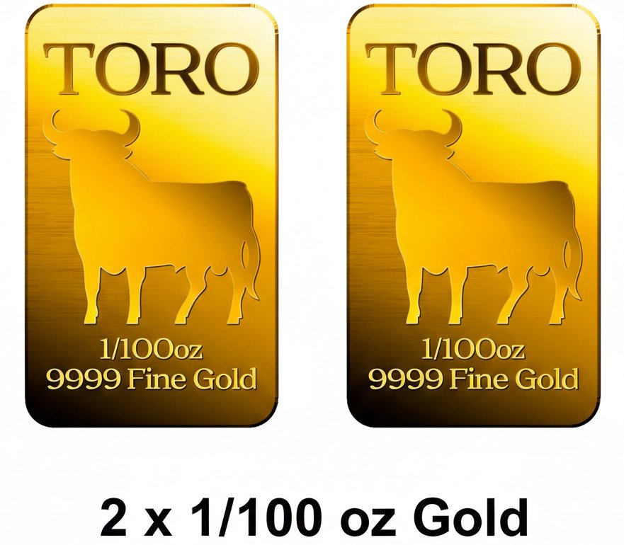 Lot 2 x 1/100 Troy Ounce - Oro .999 - Scottsdale - Gold Bar Toro #1.0