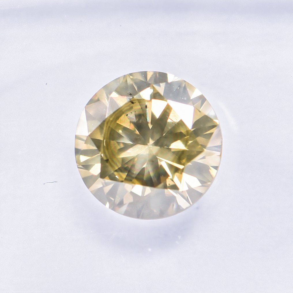 没有保留价 - 1 pcs 钻石  (天然色彩的)  - 1.08 ct - 圆形 - Fancy 稍帶綠色的 黄色 - SI2 微内含二级 - 国际宝石研究院（IGI） - VG #4.3