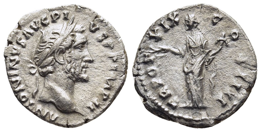 羅馬帝國. 安敦寧·畢尤 (AD 138-161). Denarius Rome - Pax  (沒有保留價) #1.0