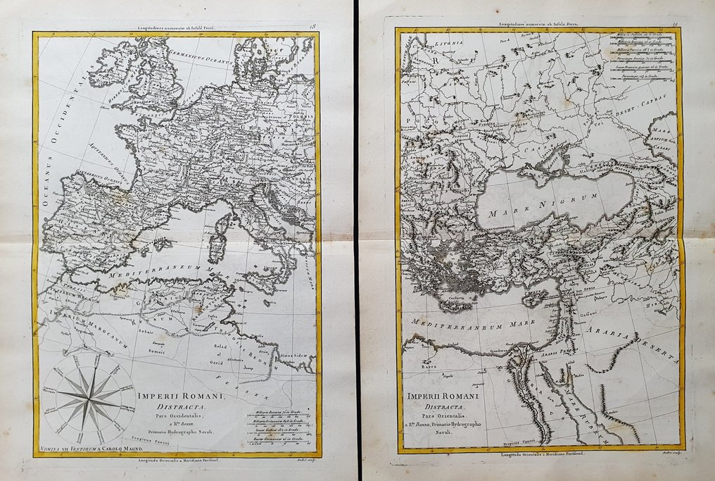 Europe - Lot of 2 - Mediterranean Countries / Europe; Desmarest & Bonne - Imperii Romani Distracta Pars Occidentalis et Pars Orientalis - [Lot of 2 maps] - 1781-1800 #1.0