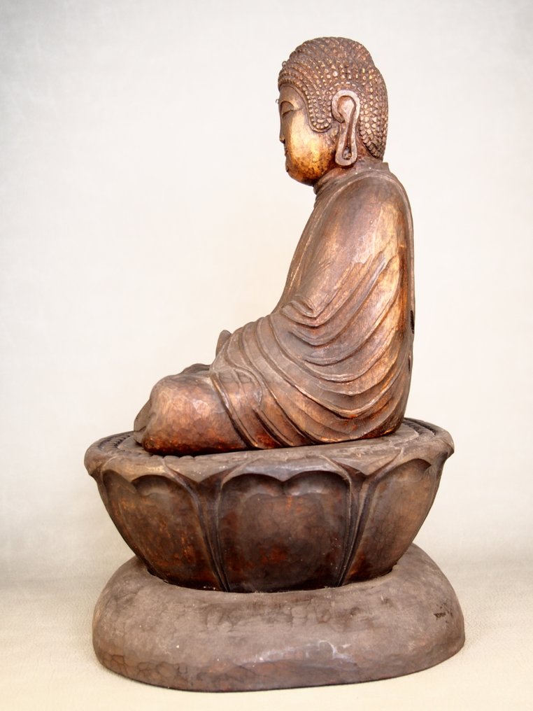 The seated statue of Shakyamuni Buddha 釈迦牟尼仏 - Statue Tre - Japan - Meiji-periode (1868 – 1912) #3.2