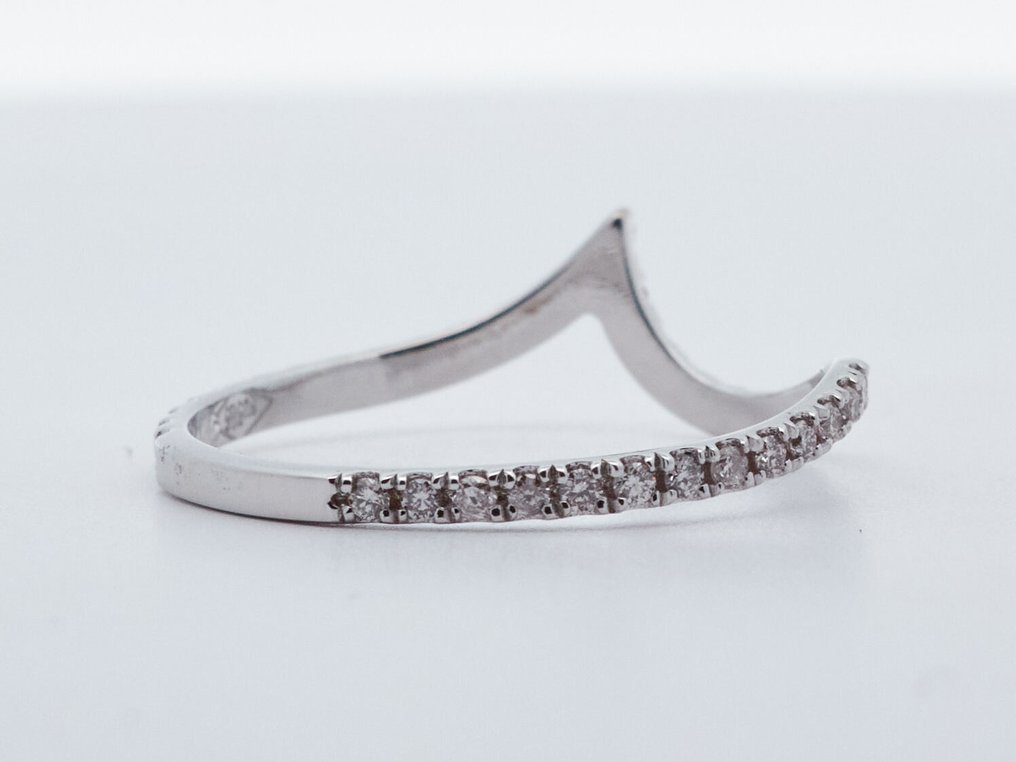 没有保留价 - 戒指 - 14K包金 白金 - 0.27ct. tw. 钻石 (天然色彩的) #3.2