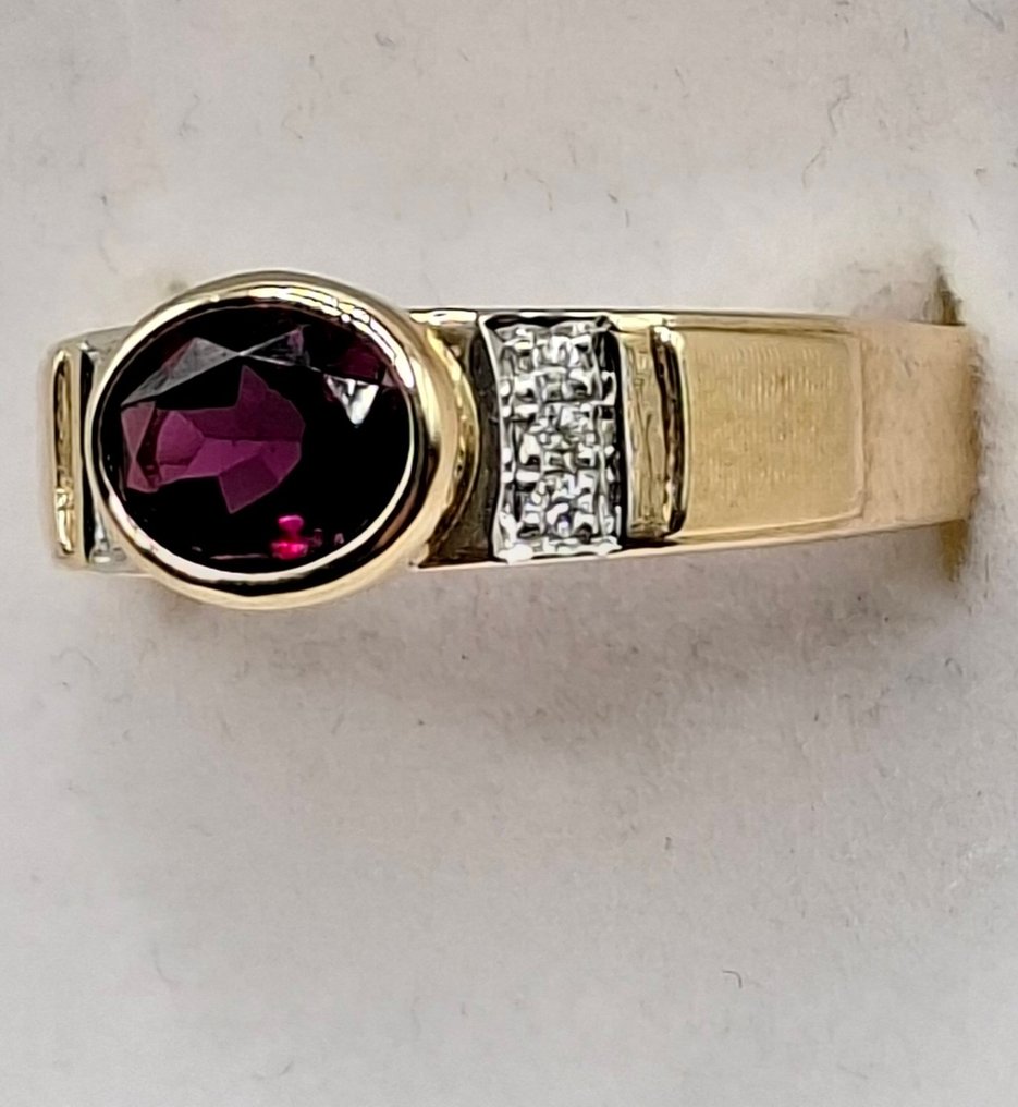 戒指 - 14K包金 黄金 - 1.43ct. tw. 石榴石 - 钻石 #2.1