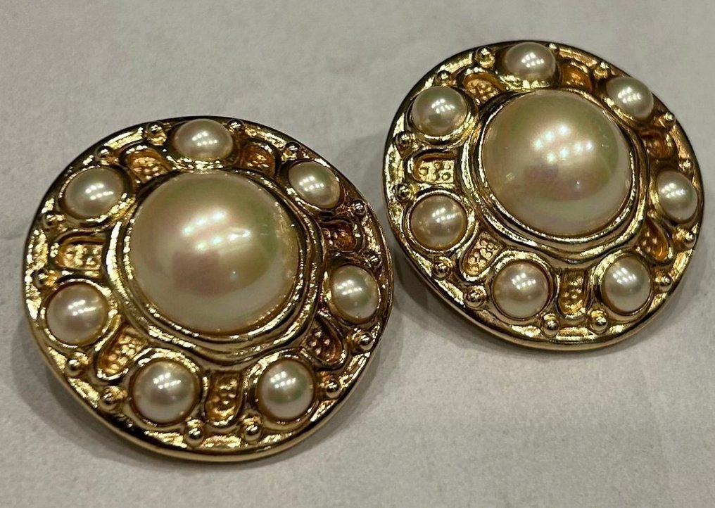 Christian Dior - 夾式耳環 鍍金 珍珠 - 珍珠 #1.0