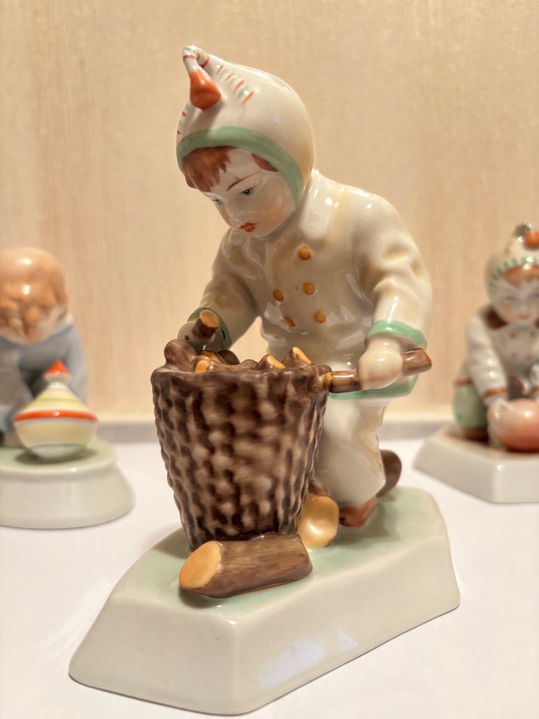 Zsolnay - Statuetta - 3 zsolnay pels beeldje (3) - Porcellana #4.3