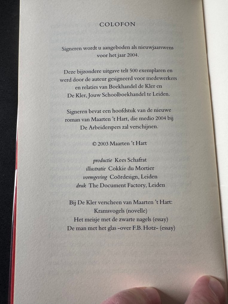 (Gesigneerd) Maarten 't Hart - Lot met 3 bibliofiele uitgaven - 2000-2003 #4.3