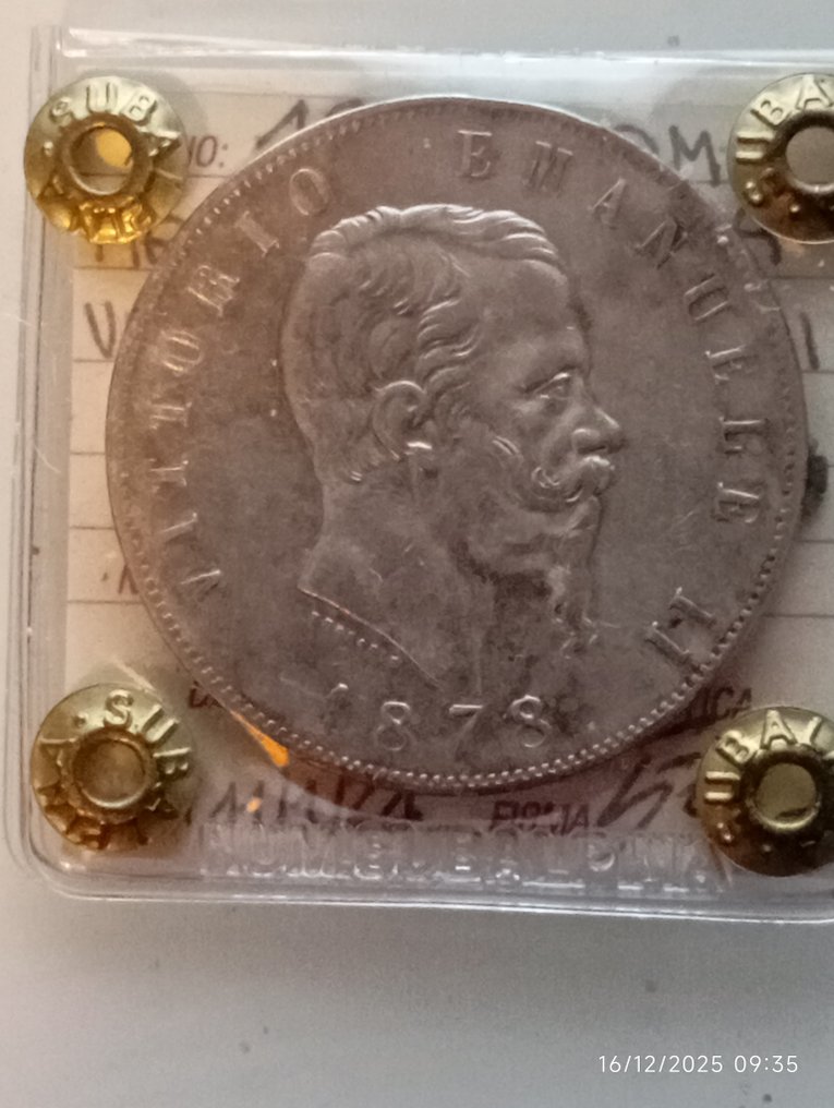 Ιταλία. Vittorio Emanuele II. 5 Lire 1878  (χωρίς τιμή ασφαλείας) #1.0