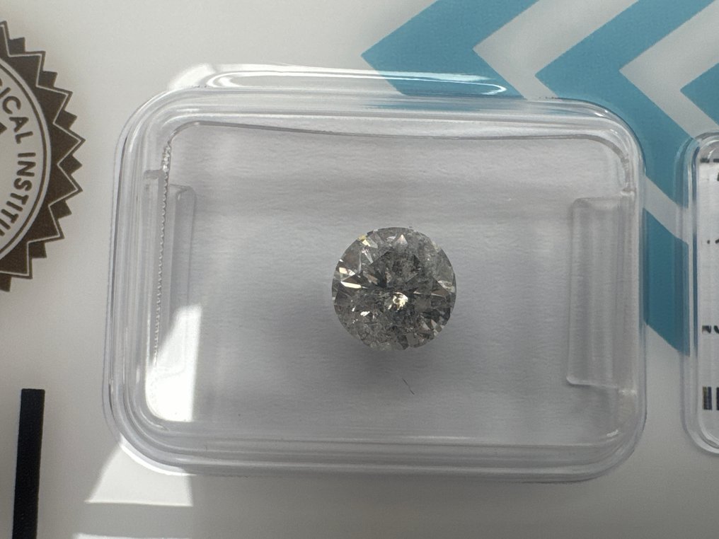 No reserve price - 1 pcs Diamond  (Natural)  - 1.11 ct - Round - J - I2 - International Gemological Institute (IGI) #1.0
