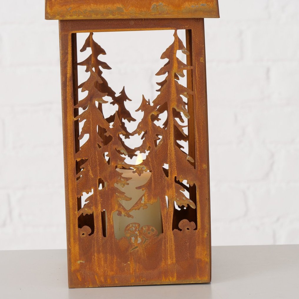 聖誕裝飾品 - 金属房子灯笼 - 木 #2.1