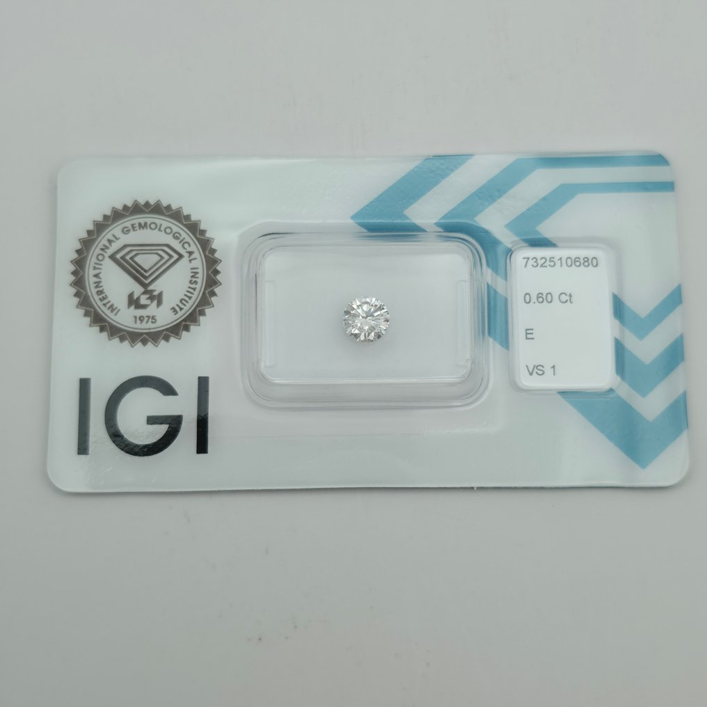 1 pcs 鑽石 (天然) - 0.60 ct - 圓形 - E(近乎完全無色) - VS1 - 國際寶石學院(International Gemological Institute (IGI)) #1.0