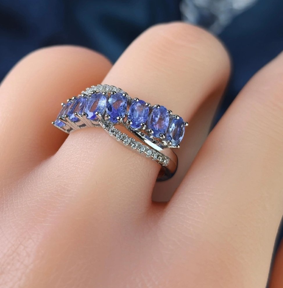 Ohne mindestpreis - Ring Silber, Naturstein Tansanit - 2,5 ct. ges. *Oval Cut* #2.1