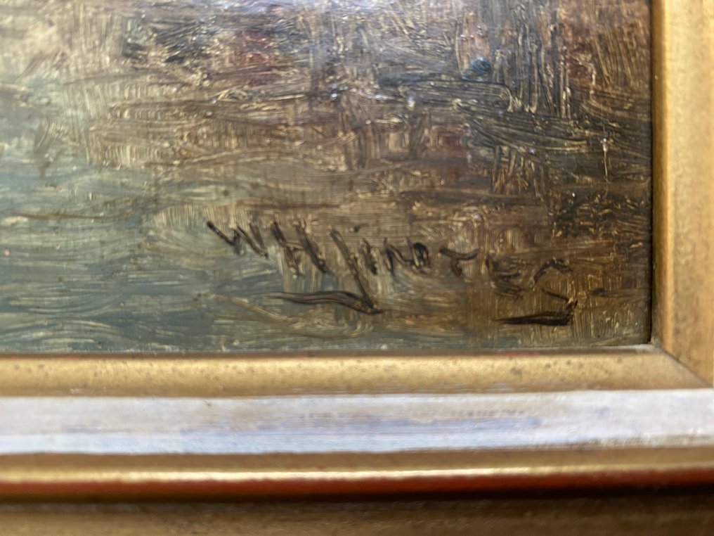 Wilhelmus Harmanus Jintes (1855-1924) - Gezicht op een (mogelijk de Delftse) vaart bij Rotterdam #4.3