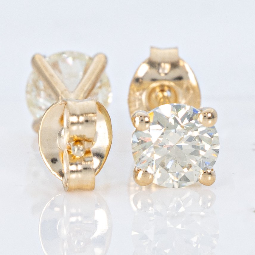 Sans prix de réserve - Boucles d'oreilles - 14 carats Or jaune -  1.01ct. tw. Diamant (Naturelle) - GWLab #1.0