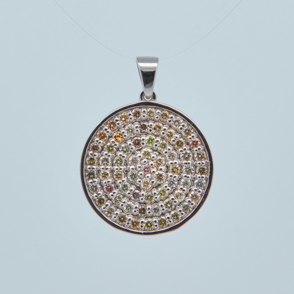 Fără preț de rezervă - Pandantiv - 14 ct. Aur alb -  0.64ct. tw. Diamant (Colorat natural) #1.0