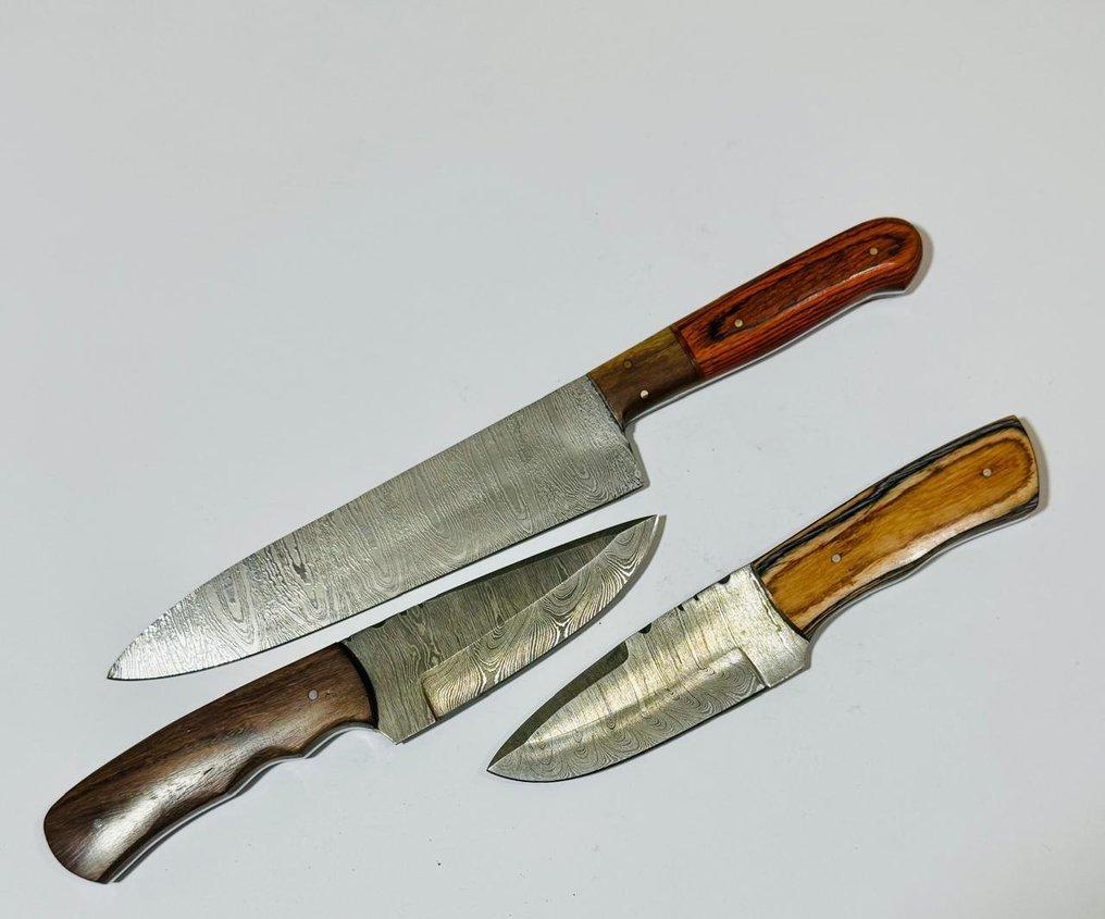 厨刀 -  厨房桌刀（0107） - 美国异国玫瑰木手柄和折叠钢 - 美国 - 厨房用刀 #1.0