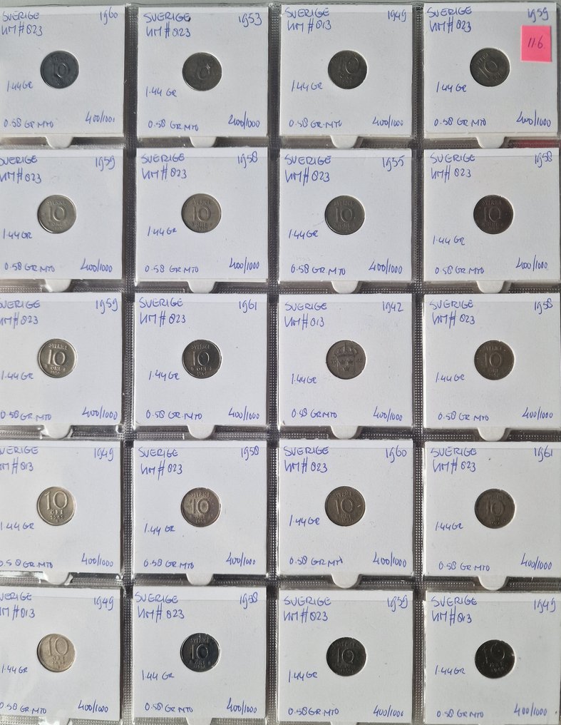 Suède. Collection of 215+ coins, various Ore and Krona denominations XX cent. #1.0