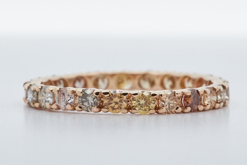 没有保留价 - 戒指 - 14K包金 黄金 -  1.15ct. tw. 钻石 (天然色彩的) #4.3