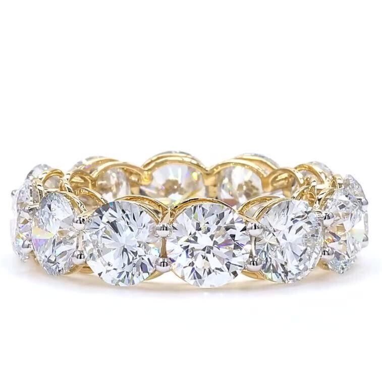 Bague - 18 carats Or jaune -  10.10ct. tw. Diamant (Cultivé en laboratoire) #1.0