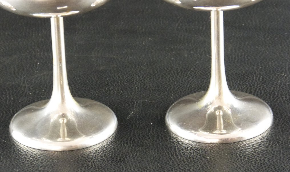 Goblet (4) - Sektschale, glatt, innen vergoldet - .800 silver #4.3