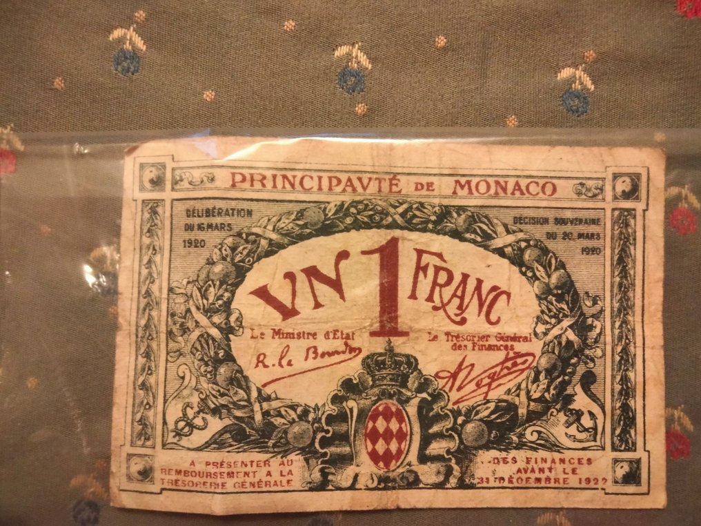 Monaco. - 1 Franc - 1920 - Pick 5  (No reserve price) #1.0