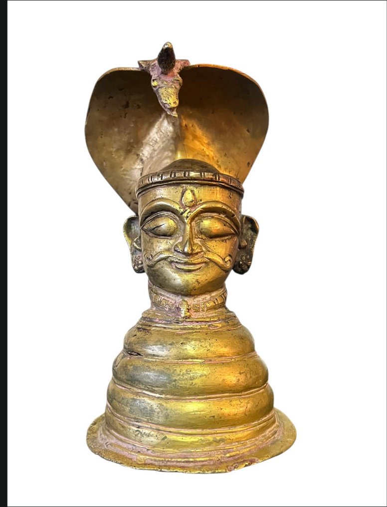 小雕像, Shiva Mukhalinga con cobra - 23 cm - 黄铜色 #1.0