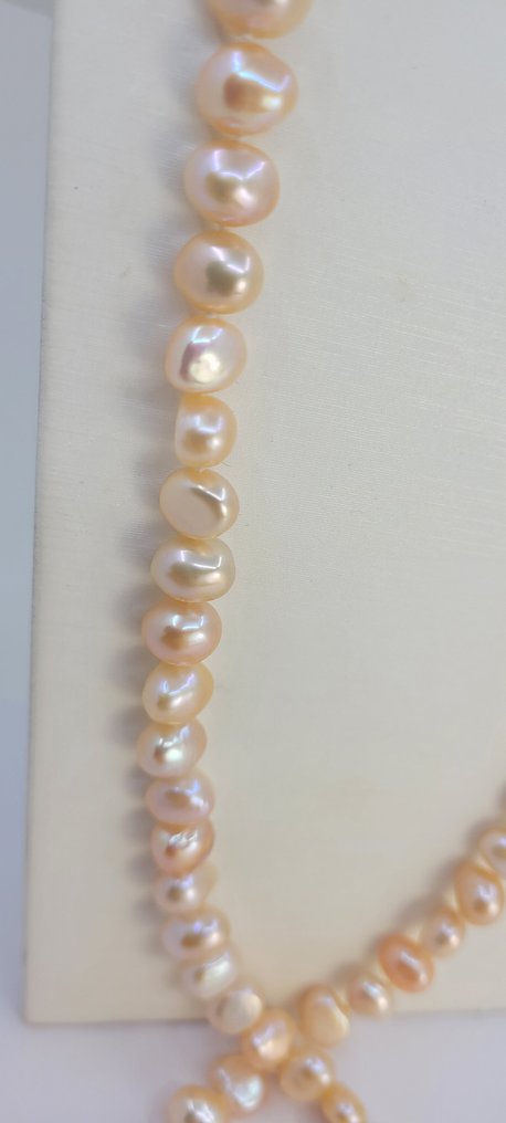 Senza prezzo di riserva - Collana Perle di Edison rosa da 9x11mm, Argento #4.3