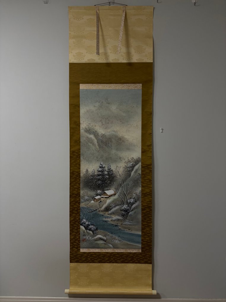 Dipinto di paesaggio invernale con neve notevole - Seta - Shusui秀水 - Giappone - Periodo Shōwa (1926-1989) #2.1