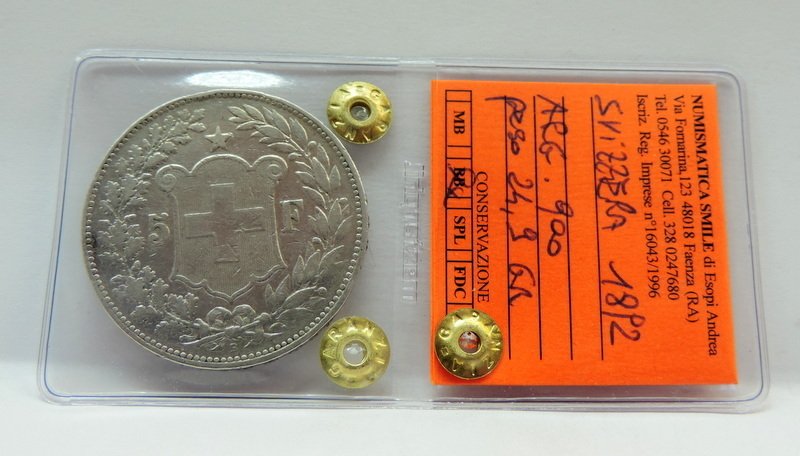 Zwitserland. 5 Francs 1892 "Testa laureata"  (Zonder minimumprijs) #3.2