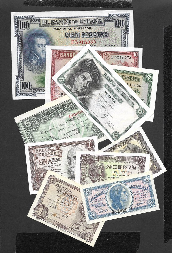 Spania. - 10 Banknotes - various dates (Fără preț de rezervă) #1.0