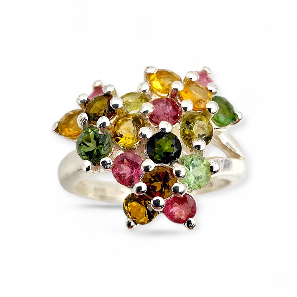 Sem preço de reserva - Anel Prata - Turmalina (Certificada) #1.0