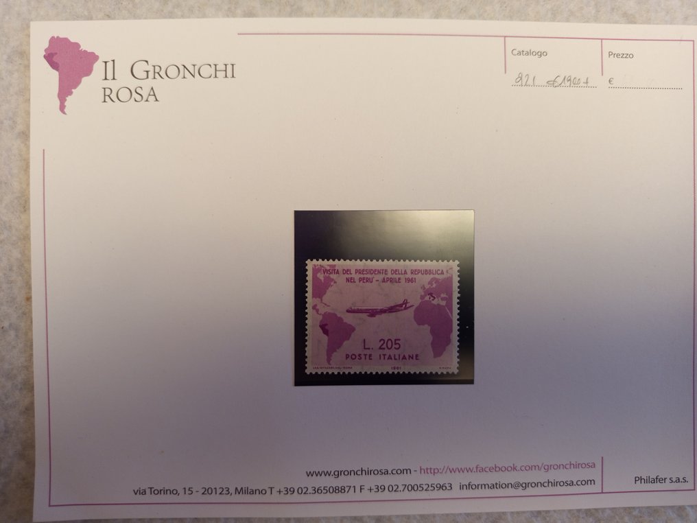 意大利 1961 - Gronchi Rosa 原版 #1.0