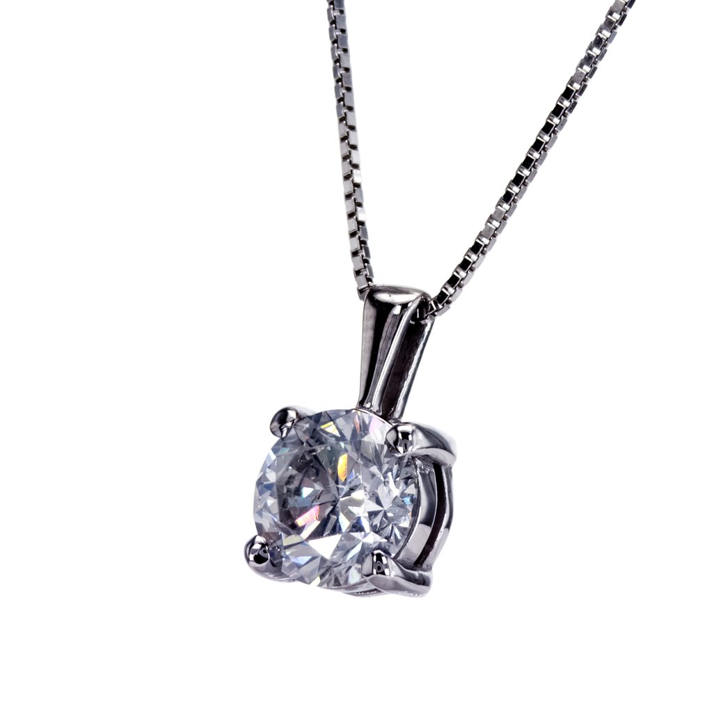 Zonder minimumprijs - Halsketting - 14 karaat Witgoud -  1.02ct. tw. Diamant (Natuurlijk) #1.0