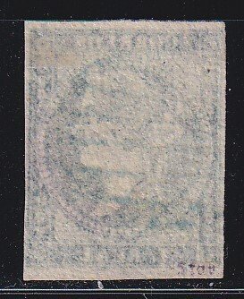 Spain 1855 - Edifil 45 - 1 real bluish green - Blue grid cancel #1.0