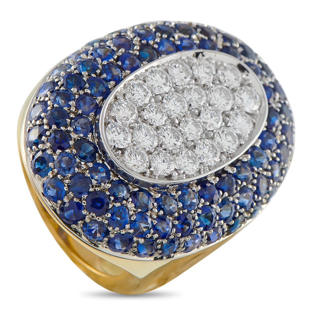 Δαχτυλίδι - 18 καράτια Δαχτυλίδι από λευκό χρυσό 18K με διαμάντι 2.25ct και ζαφείρι., Λευκός χρυσός -  11.15ct. tw. #4.3