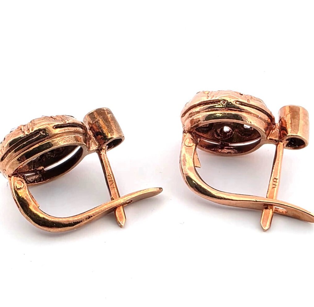 χωρίς τιμή ασφαλείας - Σκουλαρίκια - 9 kt. Ροζ χρυσό, Ασημί Ζαφείρι - Διαμάντι #4.3