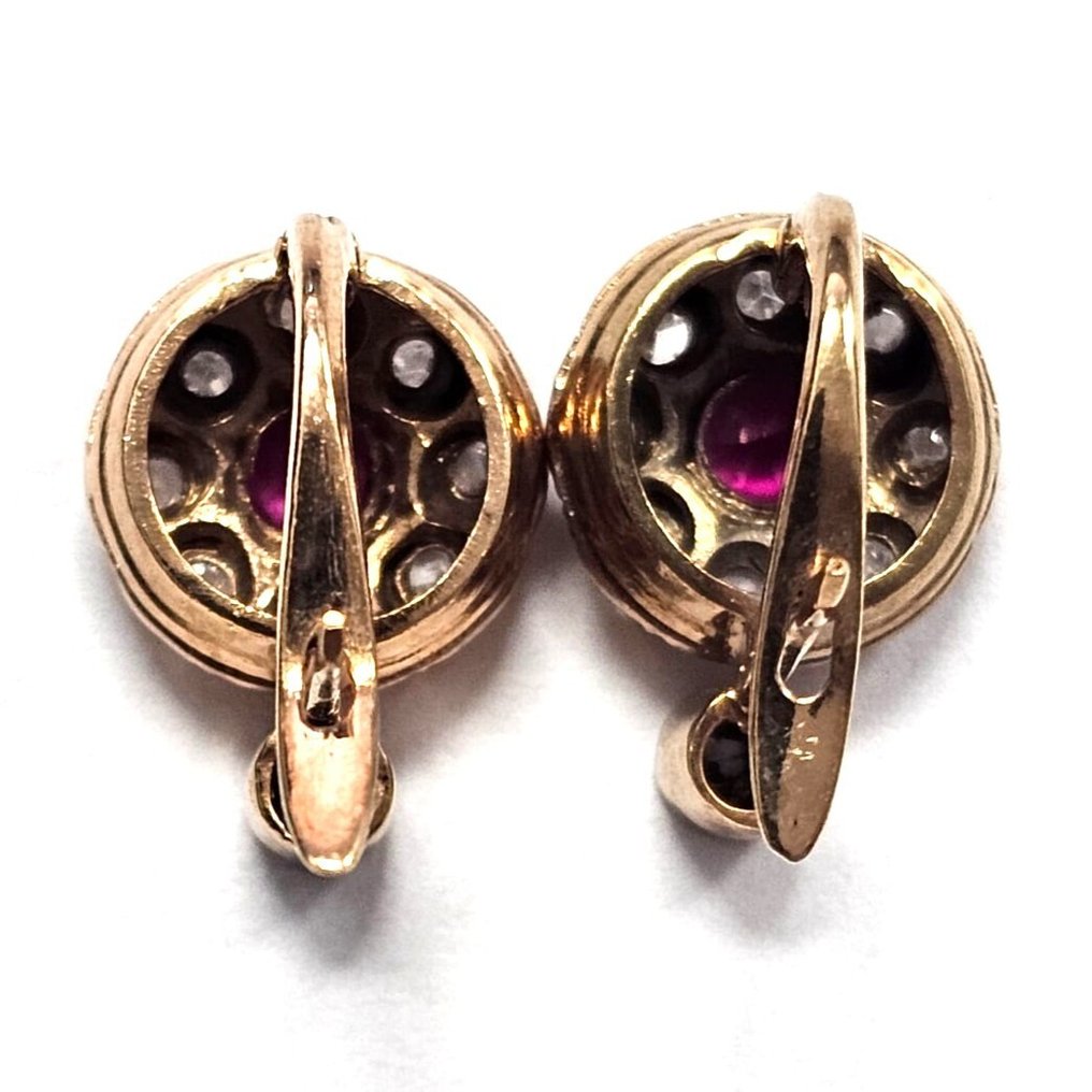 χωρίς τιμή ασφαλείας - Σκουλαρίκια - 9 kt. Ροζ χρυσό, Ασημί Ρουμπίνι - Διαμάντι #3.2