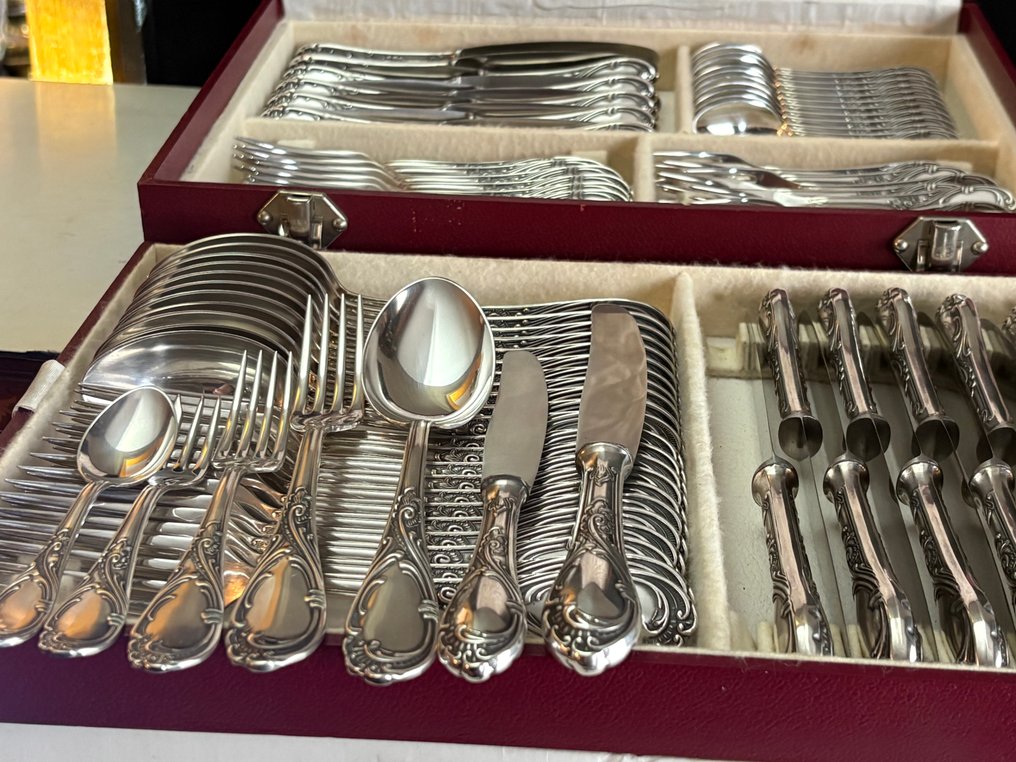 Servizio di posate per 12 (84) - ALPACCA ROSTFREI SOLINGEN ZILBER 100 - Placcato argento #1.0